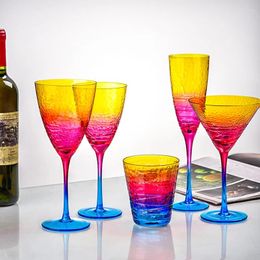 Plates Nordic Water Wave Glass Creative Gradient Champagne Cup Colourful Household Crystal Red Wine 1Pc Set