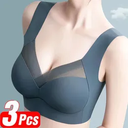 Yoga Outfit 3 Pcs Sexy Seamless Bra Women Ventilate Sports Brassiere Backless Lace Wireless Bralette Without Top Woman Bras