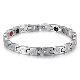 Link Bracelets Rainso Original Therapeutic Magnetic Bracelet For Women Stainless Steel BIO Bangles Fashion Health Jewellery Gift 2024