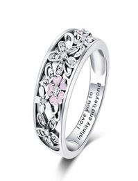 Fashion Sterling Silver 925 Sakura Cherry Blossom Pink Flower Ring Women Jewellery Size69 For Girls Christmas Gifts6103612