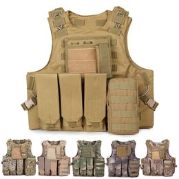 Men Tactical Vest Field Camouflage Self-Defense Outdoor Combat Amphibious Military Style Multi-Function Camping Waistcoat 240110