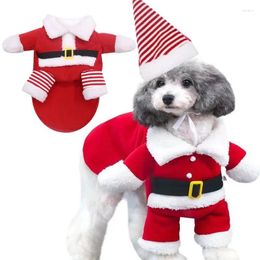 Cat Costumes Pet Funny Clothes Xmas Clothing Warm Fleece Coat Puppy Dog Fashion Christmas Santa Claus Standing Costume