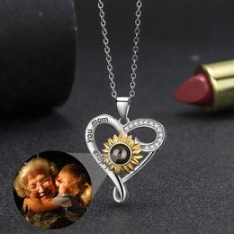 Necklaces S925 Silver Custom Photo Necklaces Personalised Projection Photo Necklace for Women Mom Lover Wife Jewellery Mother's Day Gift