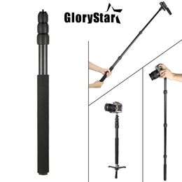 Monopods Protable Extendable Mini 2in1 Camera Monopod Zoom Microphone Boom Pole Compact Lightweight Padded Handle Twist Lock 3 Sections