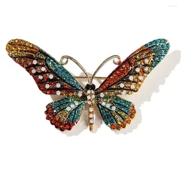 Brooches Colourful Butterfly Crystal Rhinestones Metal Enamel Pins Flying Insect Animal Brooch For Women Clothing Jewellery Gifts