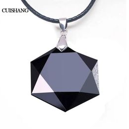 Pendants CSJ Black Obsidian Star of David Pendant Necklace Sterling 925 Silver with Obsidian Jade Fine Jewelry for Man and Women Gift