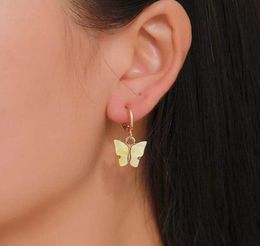 Fashion Candy Color Butterfly Earrings For Women Korean Insect Acrylic Charm Stud Earring Girls Indian Jewelry Whole3490977