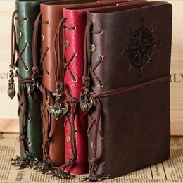 Retro Spiral Notebook Diary Notepad Vintage Pirate Anchors PU Leather Note Book Replaceable Stationery Gift Traveler Journal 240111