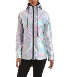 Women Camping Hiking Jackets Metallic Color Bomber Jacket Womens Waterproof Outerwear Hooded Zip Up Coat Femme Jackets11992211