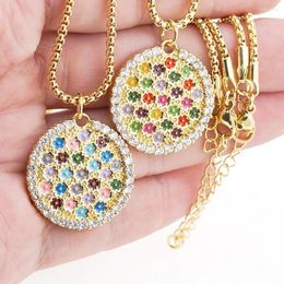 Pendant Necklaces Exquisite Round Flower Collarbone Necklace Fashion Waterproof Gold Plated Long Chain Fine Jewelry For Women Party Gift