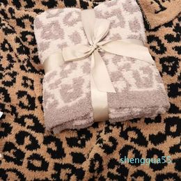 2022 fashion Blankets Half Wool Sheep Blanket Knitted Leopard Plush Dream243U