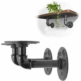 2Pcs Pipe Shelf Brackets Industrial Iron Rustic Wall Floating Shelving Brackets201w