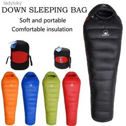 Sleeping Bags Camping Sleeping Bag Very Warm White Goose Down Adult Mummy Style Sleep Bag 4 Kind of Thickness for Autumn Winter Outdoor TravelL240111