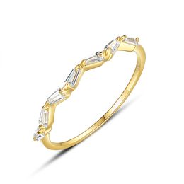 Ultra Simple Style Ring S925 Silver Micro Set 3A Zircon Twisted Slim Ring European Fashion Women Plated 18k Gold Ring Wedding Party Jewelry Valentine's Day Gift SPC