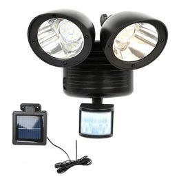 LAIDEYI LED Solar Powered Lamp Spotlight Adjustable Double Head Spotlights Wall Light Garden Lamp Super Bright Night Light5129921