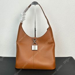 Vagrant Large Capacity Handbag Totes Bag Luxury Women Shoulder Purse Cowhide Hardware Lock Buckle Brown Black Genuine Leather Accessories Internal Zipper Pocket