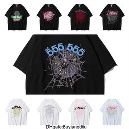 Graphic Tee T-Shirt Pink Young Thug Sp5der 555555 printed Spider Web Pattern cotton H2Y style short sleeves Top Tees hip hop size XS-XXL 4KUN