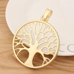 Pendant Necklaces 1 Piece Matte Gold Colour Large Tree Life Round Charms Pendants For DIY Necklace Jewellery Making Findings Accessories