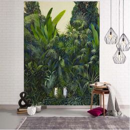 Tropical Plants Leaves Tapestry Jungle Palm Tree Wall Hanging Boho Psychedelic Room Decor Nature Landscape Art Home 240111