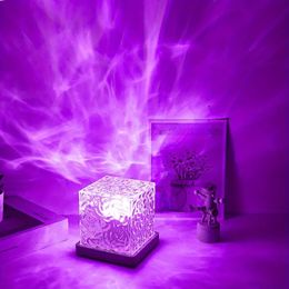 1pc Crystal Lights Water Ripple Projector Night Lights For Home Decoration, Residence Bedroom Aesthetic Ambiance Holiday Gift Sunset Lights. Acrylic Crystal