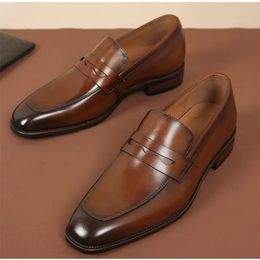 Luxury Slip On Dress Shoes Men Genuine Leather Italian Loafer Shoes For Men Black Brown Brand Formal Oxford Men Casual Shoes 240110
