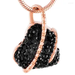 Chains IJD8359 Stainless Steel Multi-colored Black Crystal Heart Memorial Urn Jewellery To Hold Cremated Ashes