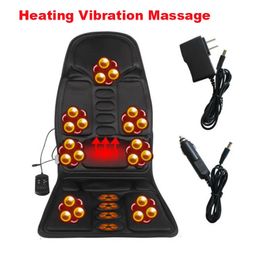 Car Home Office FullBody Massage Cushion Heat 7 Motors Vibrate Mattress Back Neck Mat Chair Relaxation Seat 12V 240110