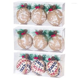 Party Decoration 3 Pcs 8cm Independence Day Christmas Foam Cloth Balls Pendant Ornaments Holiday Wedding Xmas Tree Hanging Decor