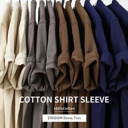Men's T-Shirts Quality 7.4oz 210gsm Drop-shoulder T-shirt For Men Large Size Short Sleeve Summer Cotton Tops Solid Color Casual Male Tee Shirtsyolq