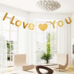 Party Decoration Festival Supplies 3meter I Love You Paper Flag Bell Garland Banner Bunting For Birthday Wedding Event Baby Shower Wh