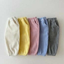 Trousers Korean Style Children Clothing Boys 2024 Spring And Autumn Season Solid Colour Pants Girls Striped Leisure