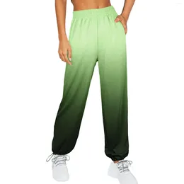 Women's Pants In Gradient Print Bottom Cargo Pockets High Waist Sporty Gym Athletic Jogger Lounge Trousers