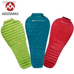 Sleeping Bags AEGISMAX Ultra-Light Adult Outdoor Camping Down Sleeping Bag Nylon Mummy Three Season Goose Down Sleeping BagL240111