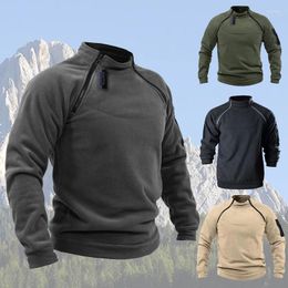 Men's Sweaters 2024 Winter Solid Outdoor Tactical Polar Coat Windproof Travel Hiking Warm Zipper Fashion Sports Top Long Sleeve Pullover