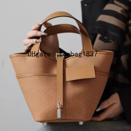 Designer tote bag bucket bag18cm 10A mirror quality deep brown total Handmade functional luxury handbag cloth patchwork special Customised style with original box