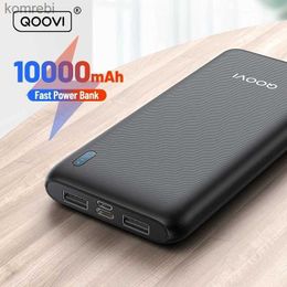 Cell Phone Power Banks QOOVI 10000mAh Power Bank Ultra-thin Portable Charger For iPhone 13 Samsung Huawei External Battery 10000 mAh PowerBankL240111