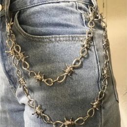 Chunky Barbed Wire Chain Waist Body - Thorn Necklace Gothic - SVG - Jean Belt - Wallet Men Women - Spike Jewelry - Punk - Anime 240110
