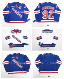 Personalized OHL KITCHENER RANGERS Jerseys 92 GABRIEL LANDESKOG Blue White Custom Any Name Number 100 Stitching Custom Hockey Jer5278412