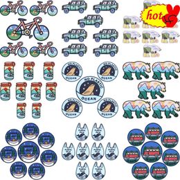 Lot 10 Pcs Patches Iron on Bulk for Clothing Pack Sew Letters Save the Ocean Dolphin Badges Anime Kids Embroidery Wholesale Blue