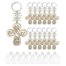 Bowls 20Pcs Baptism Favor Keychain Wooden Key Ring Wood Design With Bag For First Communion