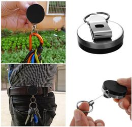 Simple Metal Card Badge Key Holder Stainless Steel Recoil Ring Belt Clip Pull Retractable Key Chain Car Keychain5970220