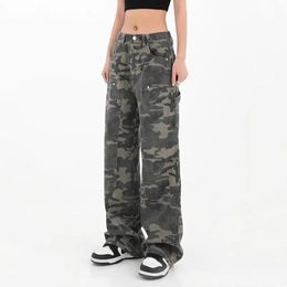 Jeans Harajuku Women Jeans Streetwear Fashion Loose Straight Pants Army Green Camouflage Spring Summer Hip Hop Casual Trousers 2023