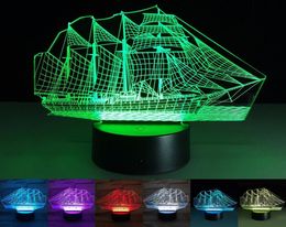 3D Optical Illusion Touch Night Light LED Desk Lamp Art Piece with 7 changing Colours USB Powered5452192