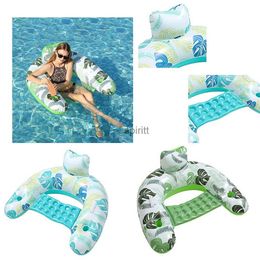 Other Pools SpasHG PVC Pool Floating Chair with Cup Holder Foldable Summer Inflatable Water Hammock Air Mattresses Bed Beach Water Lounger Chair YQ240111