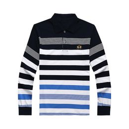 Men New in Streetwear Horse Striped Lapel Polo Shirts Pony Long Sleeve T Shirt Casual Vintage Golf Tops Tees Elegant Designer Brand Clothes