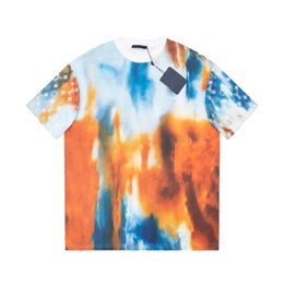 Paris Style Men Women Designer Tee Allover Tie-dye Print O Neck T Shirt Summer Street Skateboard Short Sleeve Tshirt 24ss 0111