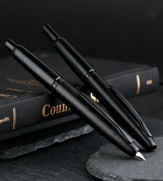 Matte Black MAJOHN A1 Press Fountain Pen Retractable Fine Nib 04mm Metal Ink Pen with Converter for Writing 2207207438159