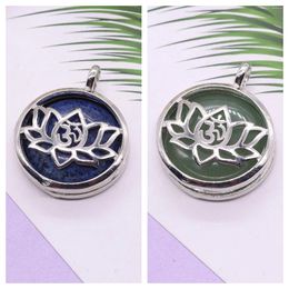 Pendant Necklaces Natural Stone Pendants Tree Of Life Yoga Chakra Amulet Lotus Aventurine Lapis Charms For Jewellery Making DIY Necklace