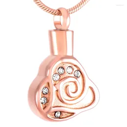 Chains IJD9364 Stainless Steel Inlay Crystal Rose Pendant Keepsake Cremation Ashes Urn Memorial For Pet Human Jewellery