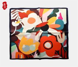 Retro little natural silk scarf women printed flower 100 real high quality 50cm small square head scarves lady luxury gift 2109287238027